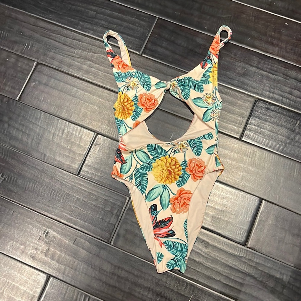 Pull & Bear one piece floral swimsuit.